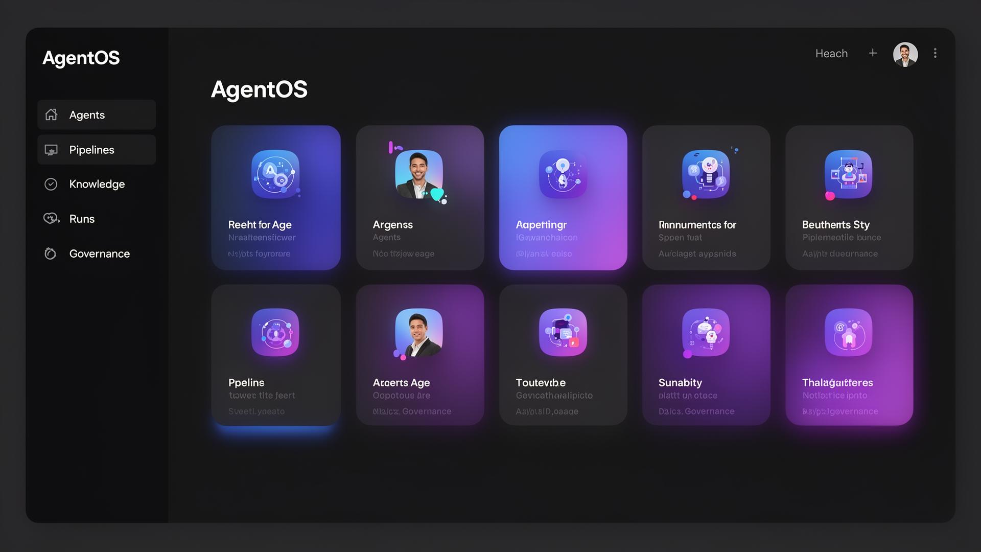 Dashboard principal — visão por workspace