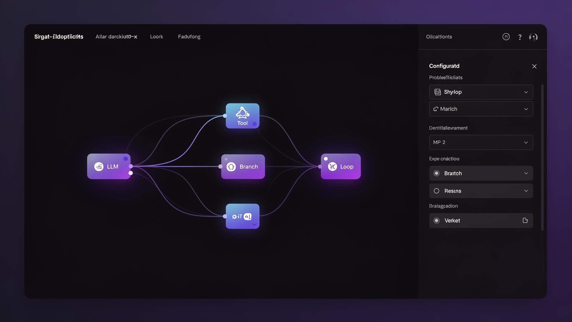 Editor visual de pipeline com side panel de configuração